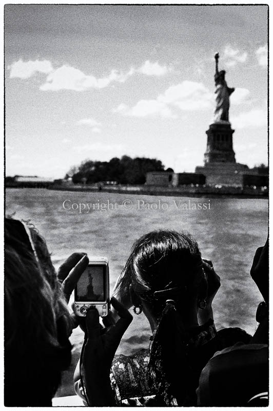 New York - Liberty Island view from the ferry
