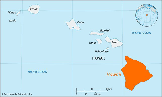 La mappa delle isole Hawaii